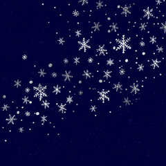 Wall Mural - vector winter background with hand drawn silver snow and snowflakes.
