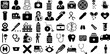 Mega Collection Of Hospital Icons Set Hand-Drawn Solid Infographic Pictograms Symbol, Health, Patient, Icon Element Isolated On White