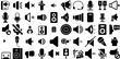 Big Set Of Speaker Icons Bundle Black Modern Silhouette Distribution, Glyphs, Symbol, Icon Buttons Vector Illustration