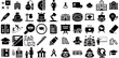 Huge Set Of School Icons Pack Solid Infographic Silhouettes Set, Apple, Course, Draw Glyphs Isolated On White Background