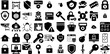 Huge Set Of Security Icons Pack Hand-Drawn Solid Drawing Web Icon Mark, Tool, Set, Person Silhouettes For Computer And Mobile