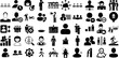 Big Set Of People Icons Pack Hand-Drawn Isolated Vector Pictograms Counseling, Profile, People, Silhouette Glyphs Vector Illustration