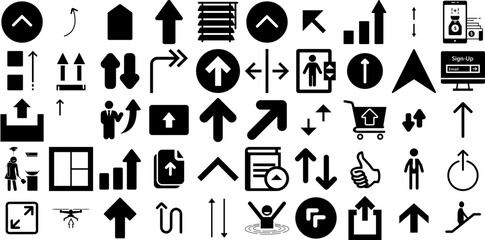 Wall Mural - Huge Set Of Up Icons Collection Flat Simple Web Icon Finance, Icon, Yes, Symbol Elements Vector Illustration