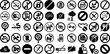 Mega Collection Of Forbidden Icons Pack Linear Cartoon Pictogram Health, Cross Out, Symbol, Icon Buttons For Apps And Websites