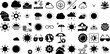 Big Set Of Sun Icons Pack Linear Design Glyphs Set, Sweet, Hand-Drawn, Mark Glyphs Isolated On Transparent Background
