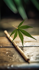 cannabis leaf in a zen garden
