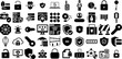 Massive Set Of Security Icons Set Hand-Drawn Solid Simple Symbols Person, Tool, Set, Mark Doodle Isolated On Transparent Background