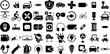 Huge Set Of Electric Icons Pack Solid Vector Elements Yacht, Sensor, Entertainment, Accordion Glyphs Vector Illustration