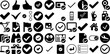 Massive Set Of Ok Icons Pack Hand-Drawn Black Drawing Elements Yes, Ok, Done, Icon Glyphs For Computer And Mobile