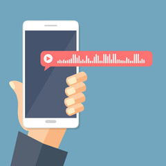 Poster - Smartphone con icona a bolle di messaggi vocali. - illustrazioni 
