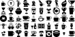 Massive Collection Of Cup Icons Collection Hand-Drawn Black Cartoon Symbols Victory, Tool, Icon, Measurement Illustration Isolated On Transparent Background