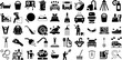 Massive Set Of Cleaning Icons Collection Hand-Drawn Solid Drawing Glyphs Laundered, Household, Icon, Tool Logotype Isolated On White