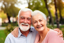 Cheerful Elderly Couple Embracing Life. Generative AI