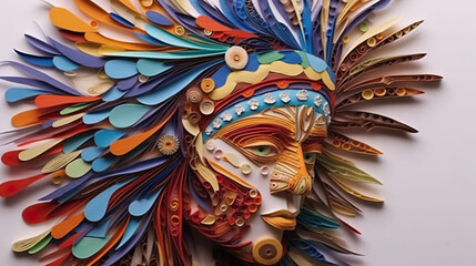 Wall Mural - A close up of a paper sculpture of a person. Generative AI.