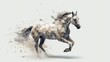 Piebald Against a white backdrop, a lone horse is galloping. made using generative AI tools