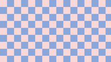 Aesthetics Cute Retro Groovy Blue And Pink Checkerboard, Gingham, Plaid, Checkers Pattern Background Illustration
