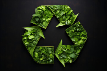 Wall Mural - Recycling symbol made from nature, green leaves and plants