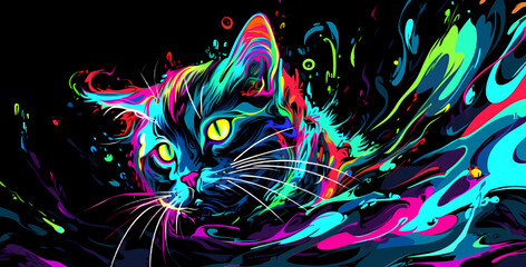 Naklejka na meble hand drawn cartoon abstract art cat illustration
