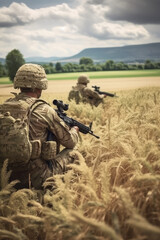 Wall Mural - Soldiers crossing a field