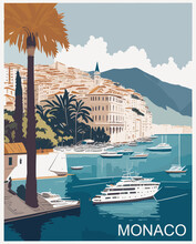 Monaco Vintage Poster Design Concept