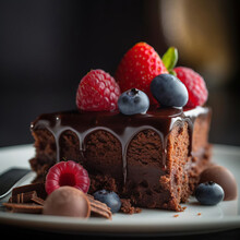 Amazing Chocolate Cake Close-Up Photography AI Generated