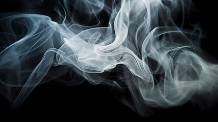 Wall Mural - The close up view reveals the mesmerizing patterns and textures within the smoke, The ethereal quality of the smoke against the dark background. AI Generative