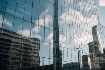 Wall Mural - reflecting, building in the city, CGI Image of Lightning Striking the Middle of an Asphalt Street Amidst Stormy Weather, Intense and Dynamic Landscape