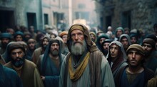 Jewish Men In The Street. Old Testament. Biblical Scene