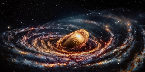 Wall Mural - ai generated. ai generative. space galaxy universe wormhole. black time tunnel teleport outer dark c