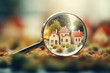 © Lazy_Bear - Searching new house for purchase. Rental housing market. Magnifying glass near residential building. Created with Generative AI
