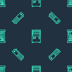 Poster - Set line Computer, Video game console and Game guide on seamless pattern. Vector