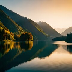 Poster - lake and mountains