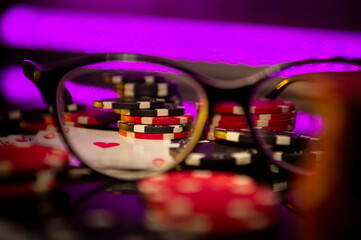 Gambling. Poker. Blurred background. Poker background.