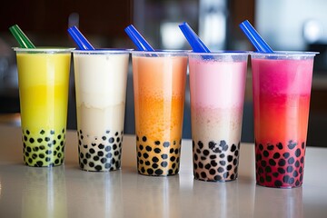 Wall Mural - In Taiwan, tapioca pearls or boba, sometimes referred to as bubble milk tea, are a favorite summertime beverage.