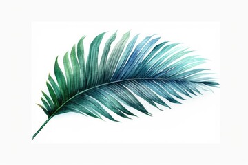 Canvas Print - watercolor painting of a palm leaf on a single white backdrop. made using generative AI tools