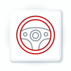 Poster - Line Steering wheel icon isolated on white background. Car wheel icon. Colorful outline concept. Vector