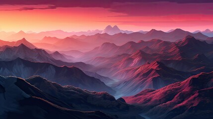 Wall Mural - valley in a mountain right before sunrise. summertime scenery in nature. made using generative AI tools