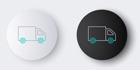 Canvas Print - Line Delivery cargo truck vehicle icon isolated on grey background. Colorful outline concept. Vector