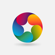 Colored Pentagon Symbol In Rainbow Circle