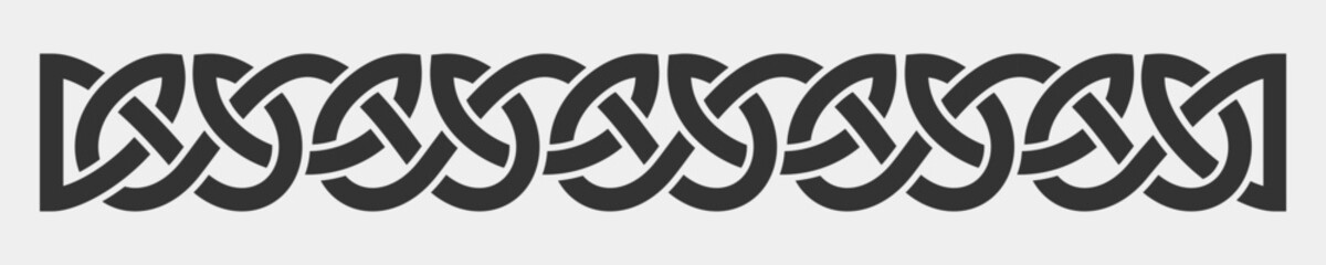 Celtic weaving interlaced black lines border