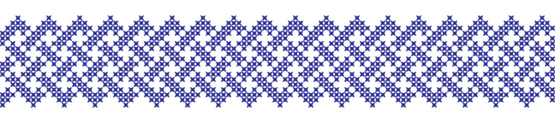 Canvas Print - Embroidered cross-stitch geometric weaving seamless border pattern