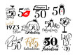 Fifty and fabulous 50th birthday celebration. Cake topper shirt template for cut file set. Cheers to fifty years anniversary.