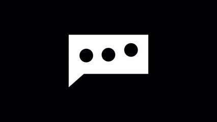Simple style thought or speech bubble animation. Typing or thinking dots, circles loading animation. 4k, seamless loop video, alpha channel included.