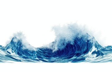 Wall Mural - isolated waves on a blue ocean with white foam. Background is white. wide style. made using generative AI tools