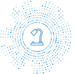 Poster - Blue line Table lamp icon isolated on white background. Abstract circle random dots. Vector
