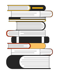 Poster - stack of books flat line color isolated vector object. editable clip art image on white background. 
