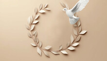 Dove Of Peace And Leaves Round Frame AI-generated
