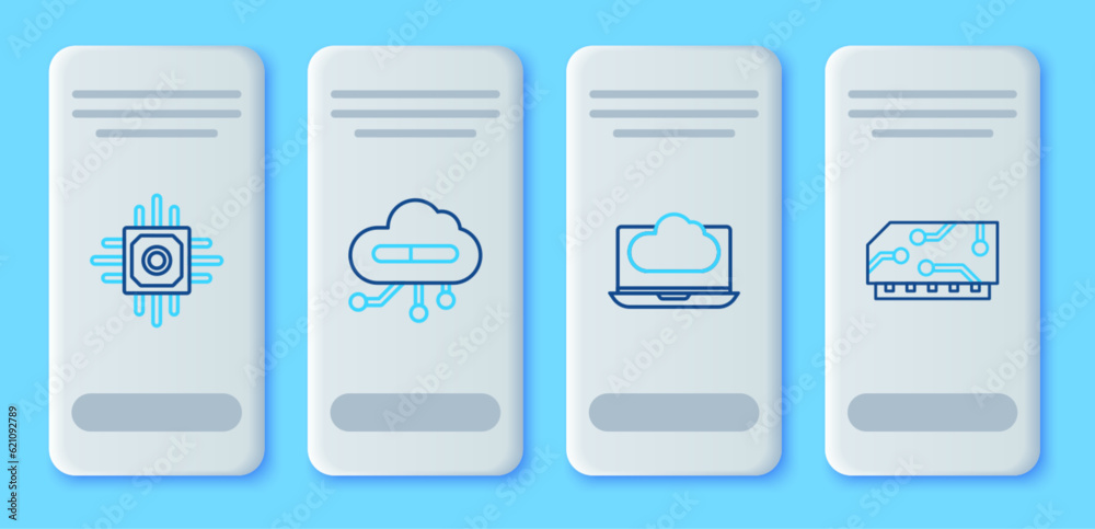 Set line Internet of things, Cloud technology data transfer and storage ...