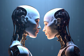 Poster - An Artificial intelligence robot. Modern futuristic cyborg robot illustration