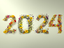 New Year 2024 Date Formed From Wild Flowers